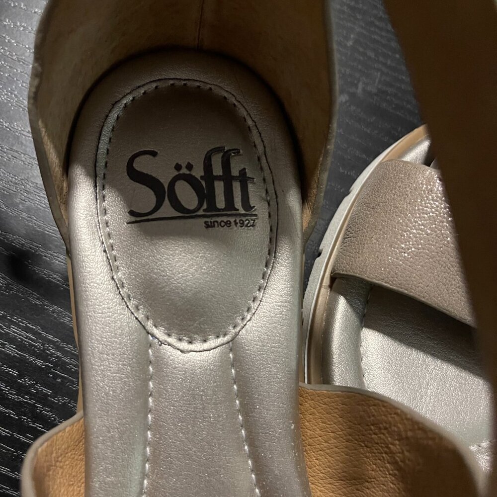 SOFFT  Mirabelle  New Women's Anthracite Metallic Leather Sandals, Size 7.5 - Picture 10 of 12